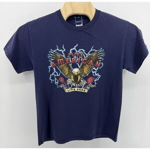 Vintage 2000s Basic Editions Pure American Live Free Eagle T-Shirt Size Medium